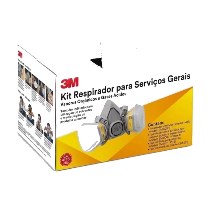 Kit Respirador 3M 6200 + Cartucho 6003 – EPI Plus